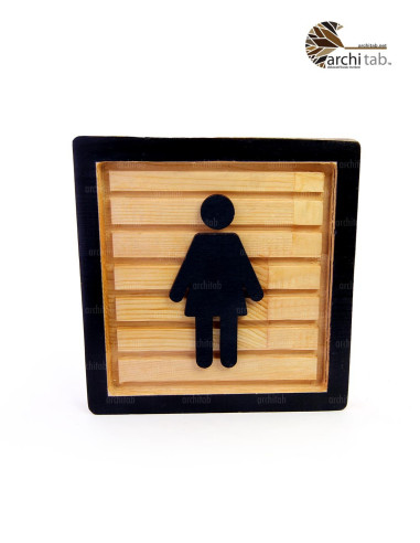 Wooden 3D Plate for Men and Women Wc Doors - Signage / Architab Workshop