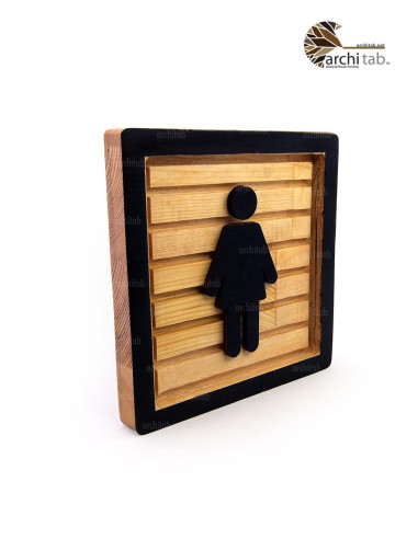 Wooden 3D Plate for Men and Women Wc Doors - Signage / Architab Workshop