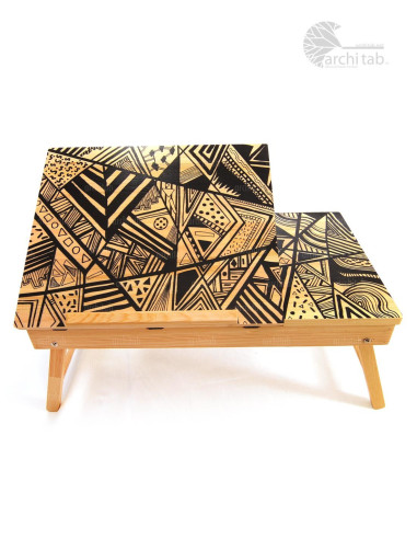 Geometrik Desenli Ahsap Rahle Kitap Laptop Sehpasi Architab