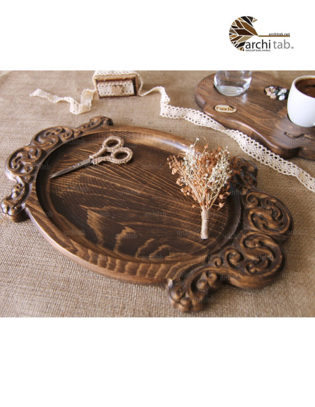 Carved Oval Wooden Sign - Word Tray - Architab Atölye