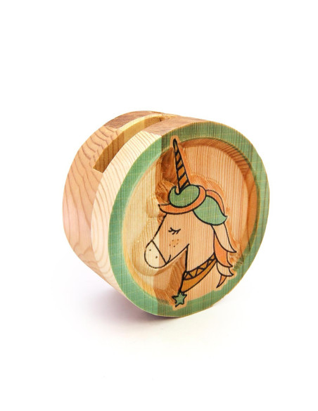 Natural Wood Embossed Unicorn Pencil Holder - Architab Workshop