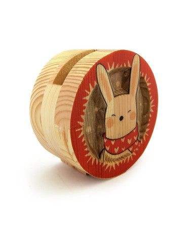 Wooden Carved Rabbit Pattern Pen Holder