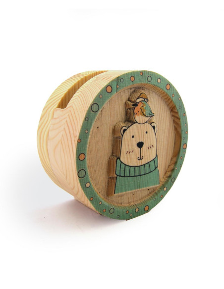 Natural Wood Carved Colored Figure Pencil Holder - Architab Atölye