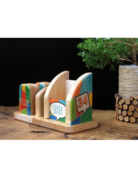 Wooden sugar bowl, salt shaker and table number in one, special design for your logo