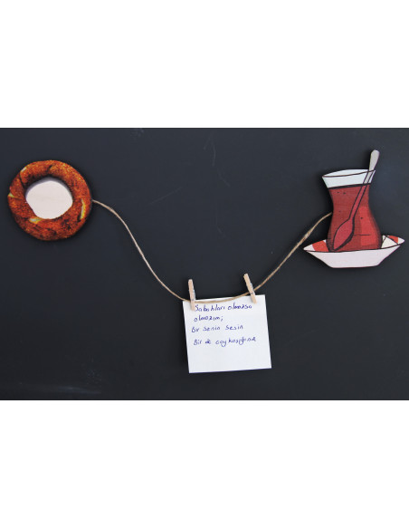 Tea and bagel, the magnificent double fridge decoration and notepad are here. Architab