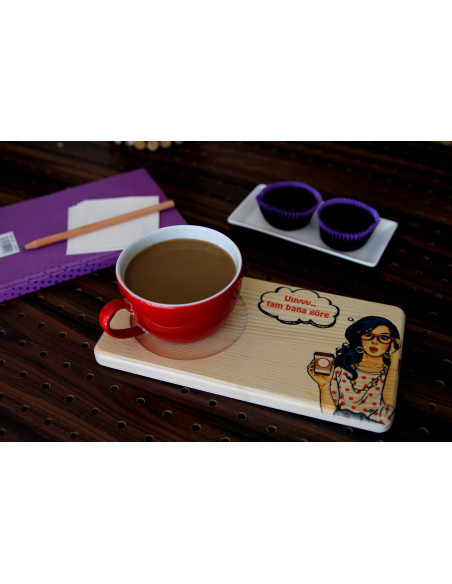 Vintage design natural wooden tea and coffee serving plate types are here