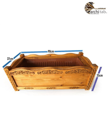 dış mekan oymalı ahşap saksı