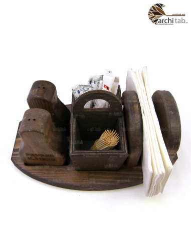 sepetli ahşap menaj takımı