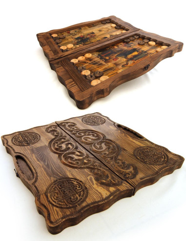 100% real wood carving, wooden backgammon model. gift ideas for man