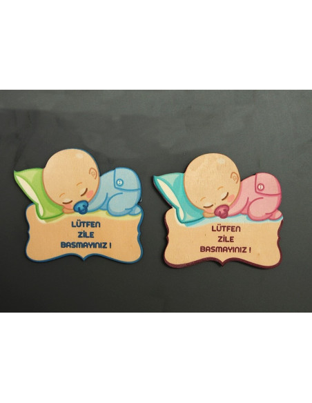 Bebek Uyuyor ahşap uyarı levhası