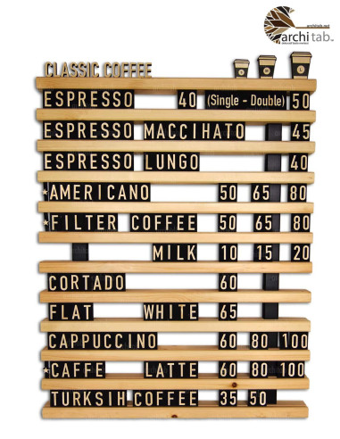 wooden letter board wall cafe coffee