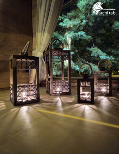 lantern tealight candle holder wood