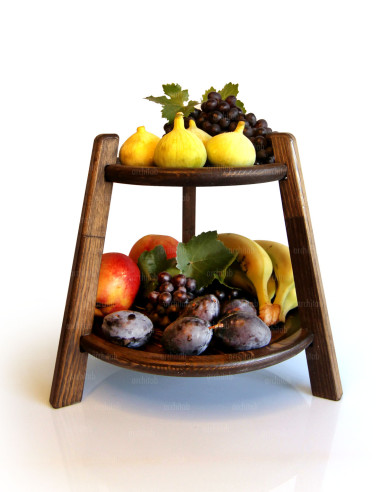 Architab: Elegant Two-Tiered Wooden Plate Set