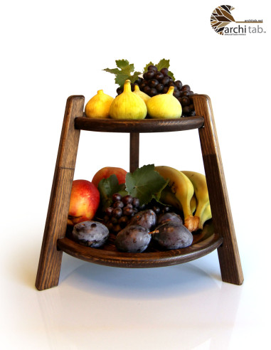 Architab: Elegant Two-Tiered Wooden Plate Set