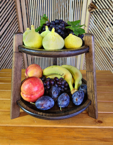 Architab: Elegant Two-Tiered Wooden Plate Set