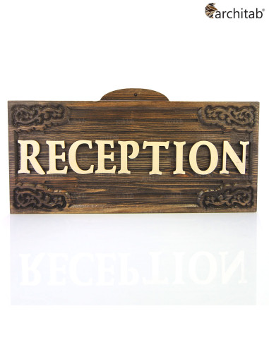 kapı isimliği ahşap resepsiyon reception