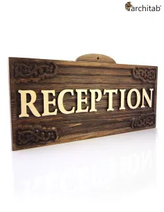 reception ahşap tabela 2