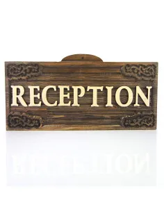 reception ahşap tabela