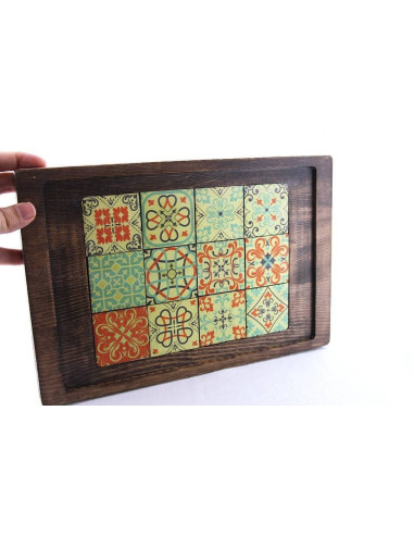 patchwork ahşap tepsi