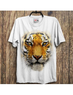 3 Boyutlu Kaplan T-shirt Beyaz