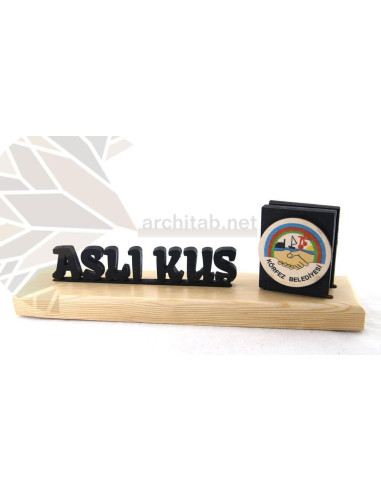 Check out our range of natural wood 3D table name holders. Architab