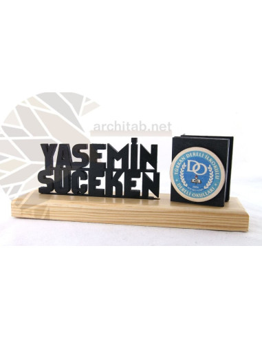 Check out our range of natural wood 3D table name holders. Architab