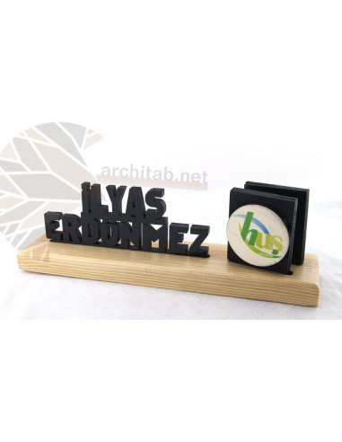 Check out our range of natural wood 3D table name holders. Architab