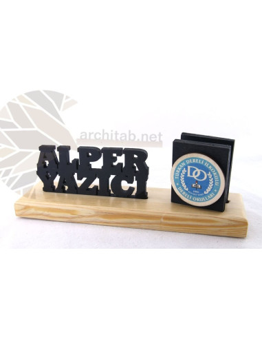Check out our range of natural wood 3D table name holders. Architab