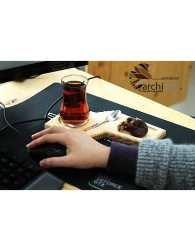 A very different wooden tea presentation plate with its angular form. Architab.Net