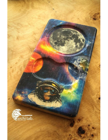 Space themed natural wooden tea and coffee presentation plate models are here.