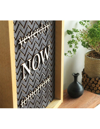 yesterday now tomorrow ahşap duvar tablosu