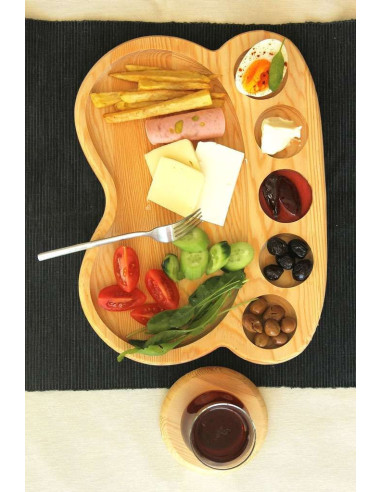 Natural wood oval single wooden breakfast serving plate | Architab