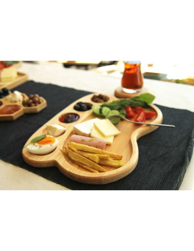 Natural wood oval single wooden breakfast serving plate | Architab