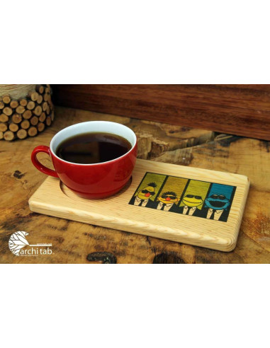Wooden presentation with sesame street characters print