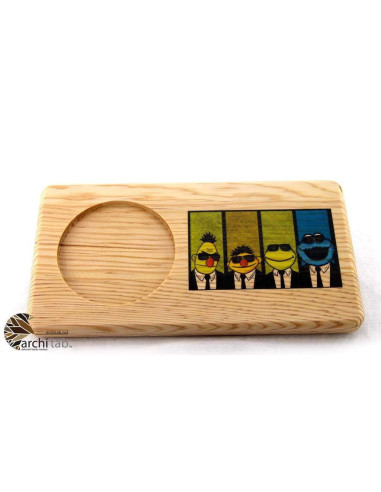 Wooden presentation with sesame street characters print