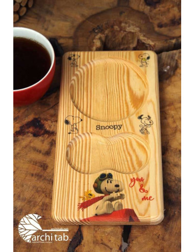 snoopy ahşap bardak altlığı