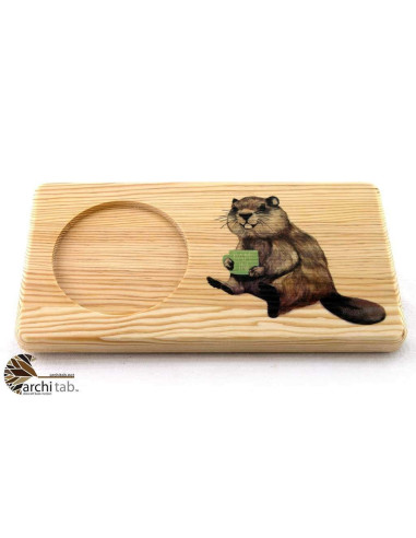 Cute beaver printed wooden tea and coffee presentation Nice gifts
