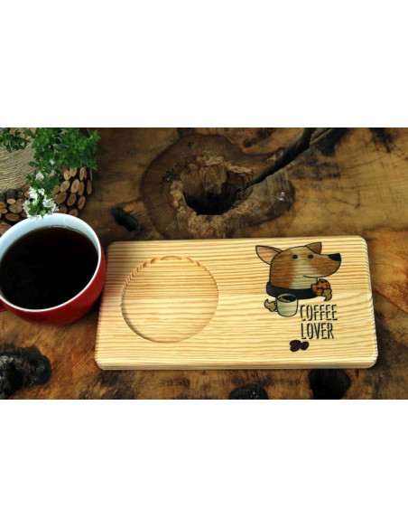 Coffee lover cute dog wooden presentation. Architab Workshop Special Series