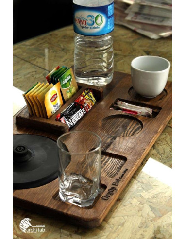 Ahşap otel ikram tepsileri