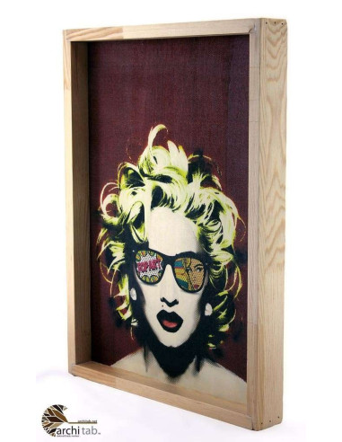 Madonna baskılı doğal ahşap tablo