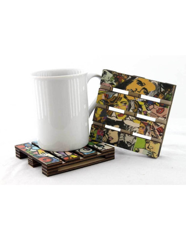 Color your rooms with colored printed mini pallet cup coasters - Buy