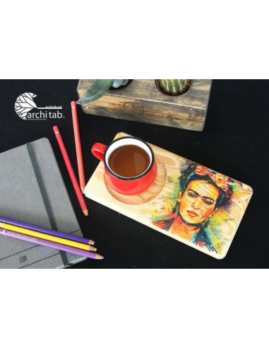 Click to gift a Frida kahlo themed wooden presentation plate.