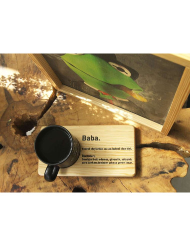 babalar günü ahşap bardak altığı