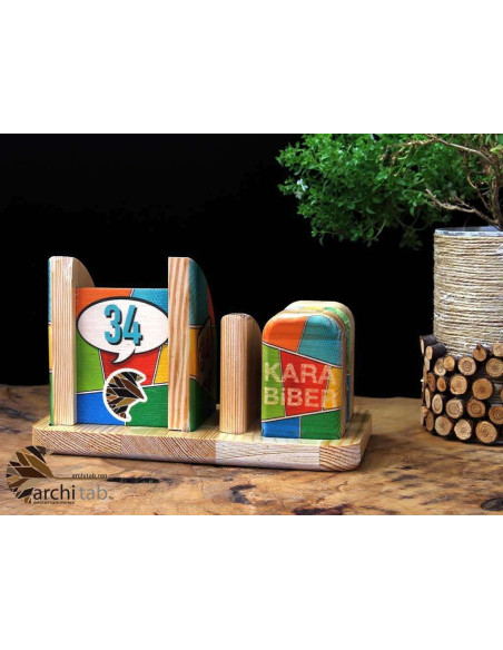 Wooden sugar bowl, salt shaker and table number in one, special design for your logo