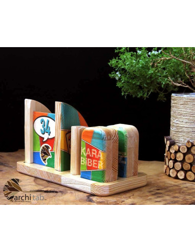 Wooden sugar bowl, salt shaker and table number in one, special design for your logo