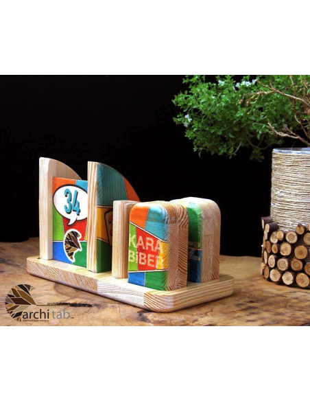 Wooden sugar bowl, salt shaker and table number in one, special design for your logo