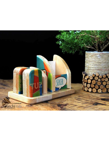 Wooden sugar bowl, salt shaker and table number in one, special design for your logo