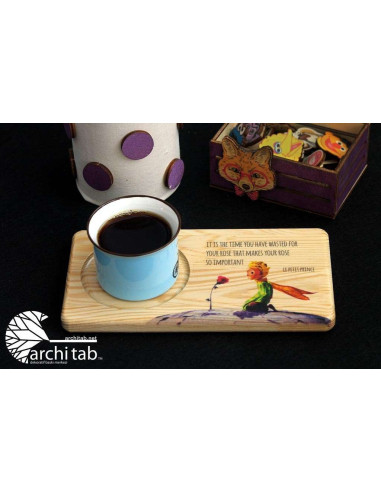 The Little Prince themed wooden tea and coffee coaster Antoine de Saint-Exupéry