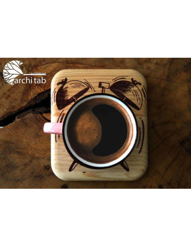 Mini çalar saat ahşap sunum tabağı