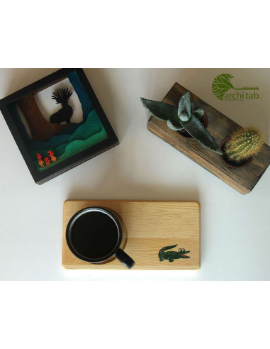 lacoste ahşap kahve tabağı